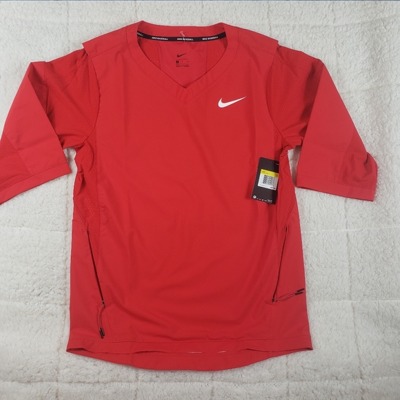 MEN'S NIKE BASEBALL RED 3/4 SLEEVE SMALL - Picture 1 of 10